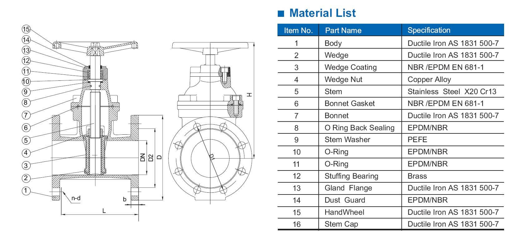 AS2638 resilient gate valve