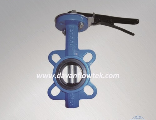 Pin type butterfly valve wafer type with hand lever