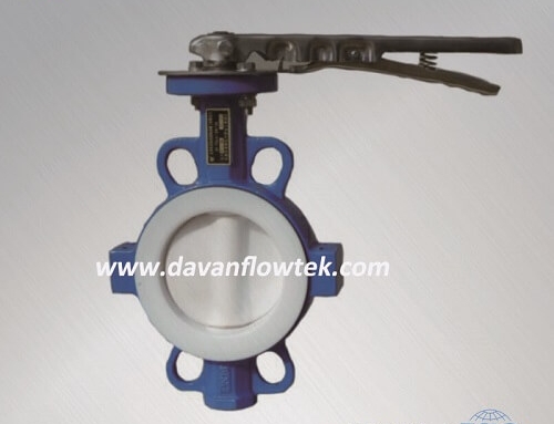 full coated ptfe wafer type butterfly valve