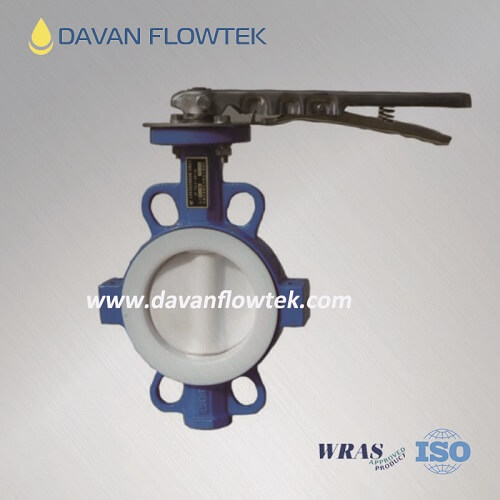 full coated ptfe wafer type butterfly valve
