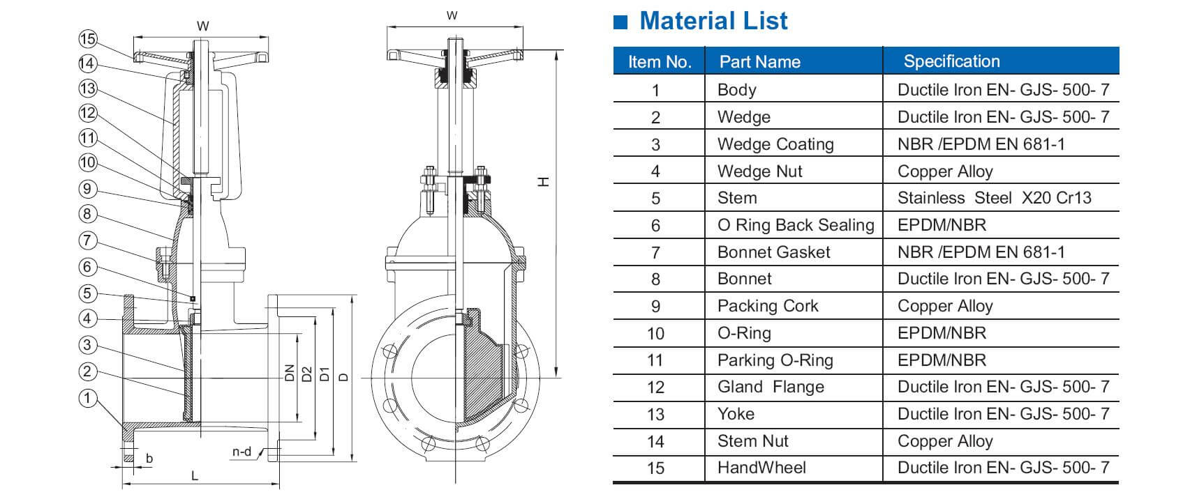 rising stem resilient gate valve