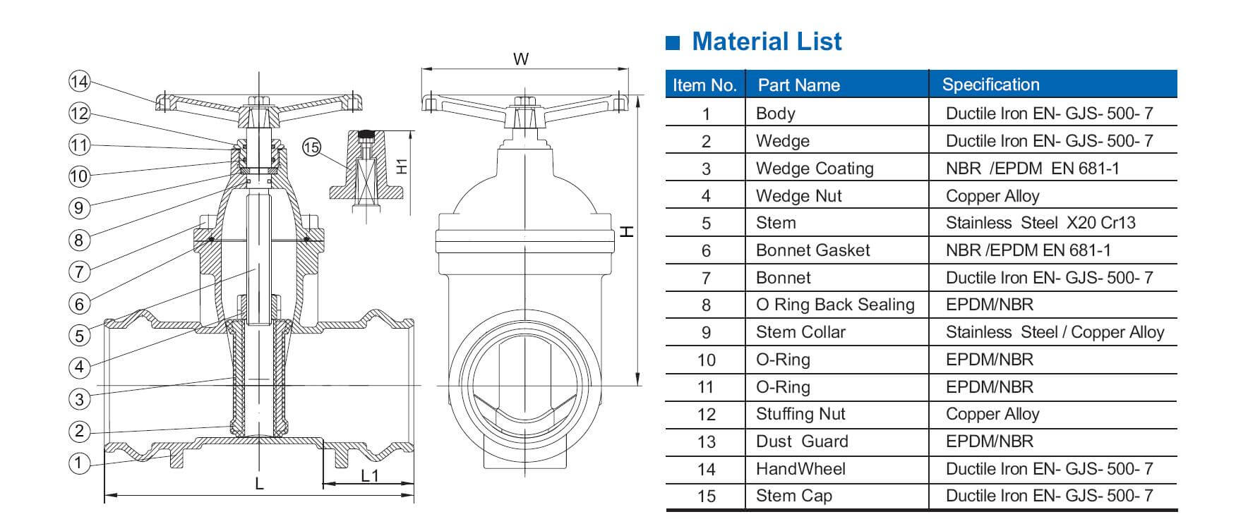 socket type resilient gate valve for PVC pipe