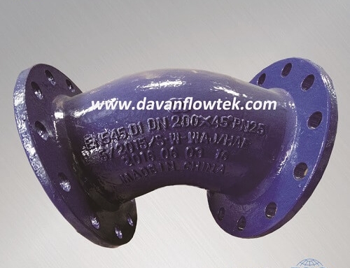 45 degree flange bend ductile iron iso2531