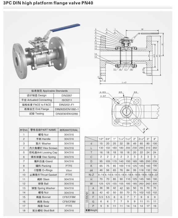 3pc ball valve drawing